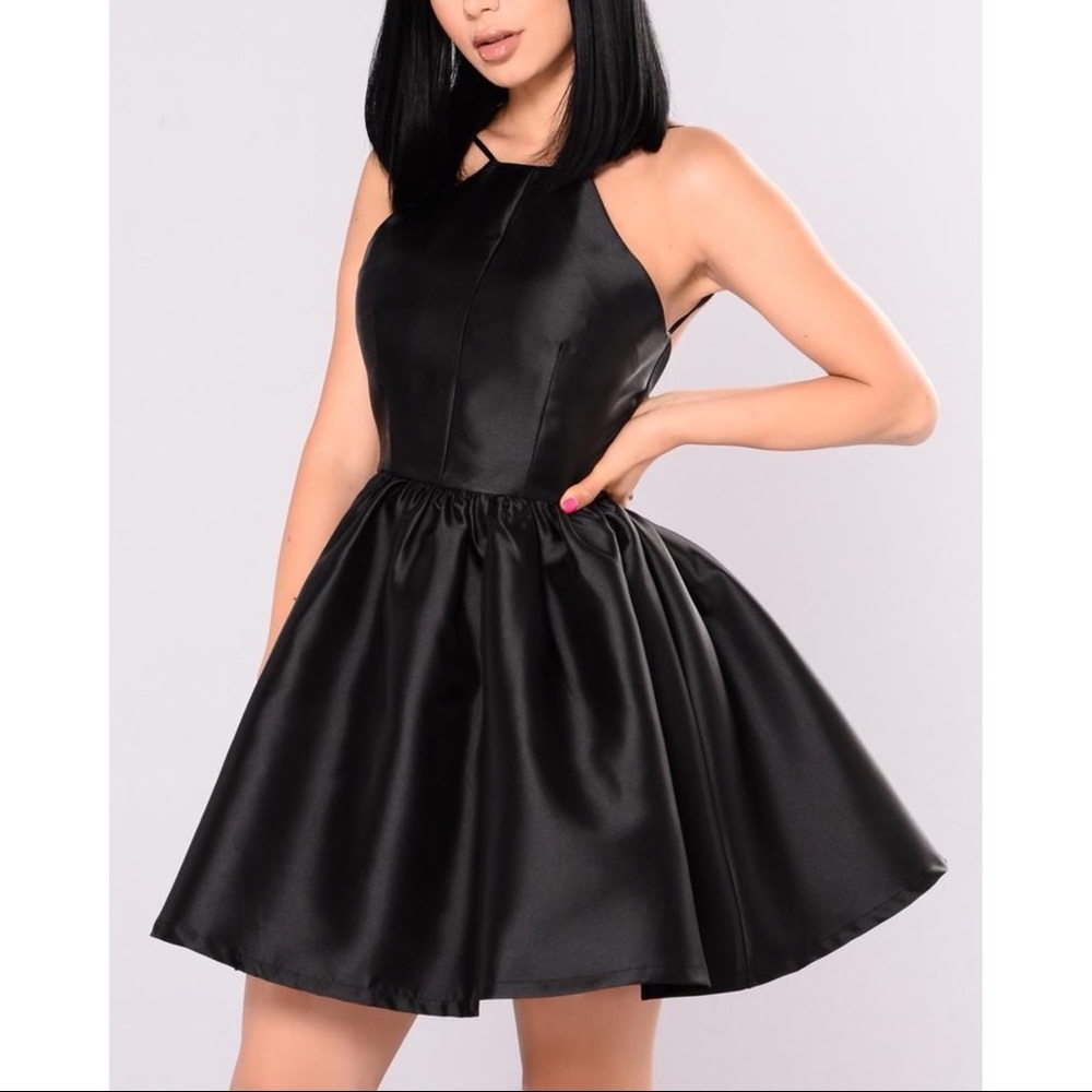 Brand New Never Worn Black Satin Mini Dress